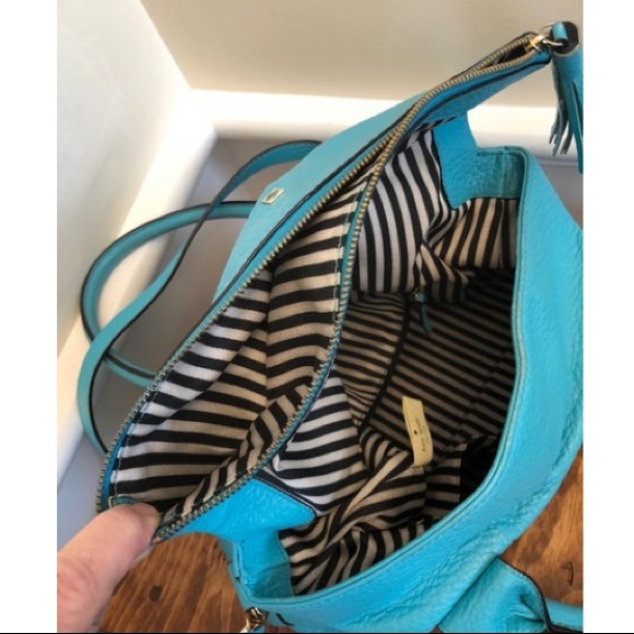 Turquoise Blue Leather Satchel - Picture 6 of 8